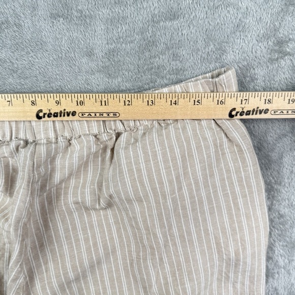 Zac & Rachel Wide Leg Linen Blend Crop Pants Womens L Beige Striped Button Beach - Picture 7 of 9